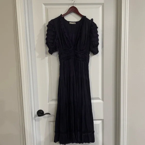 Ulla Johnson Olivia Dark Purple Satin Maxi Dress